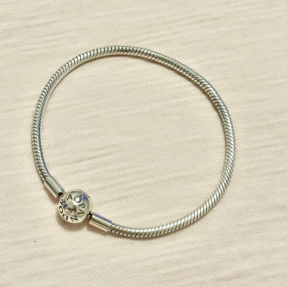 Pandora Silver Snake Chain Bracelet with Charm